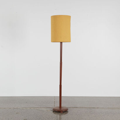 A Tiered Mid-Century Standard Lamp With Period Mustard Shade