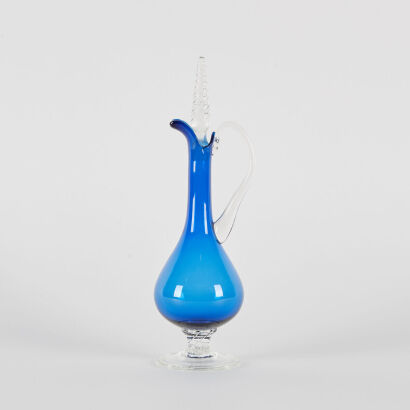 A Vintage Blue Glass Italian Decanter