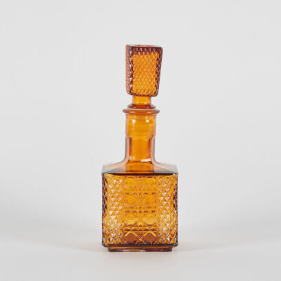 A Vintage Amber Glass Decanter With Stopper