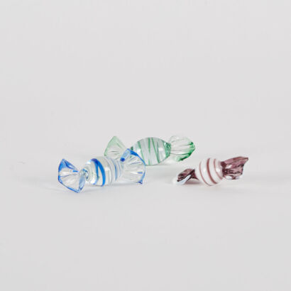 A Set Of Three Colourful Murano Glass Sweets