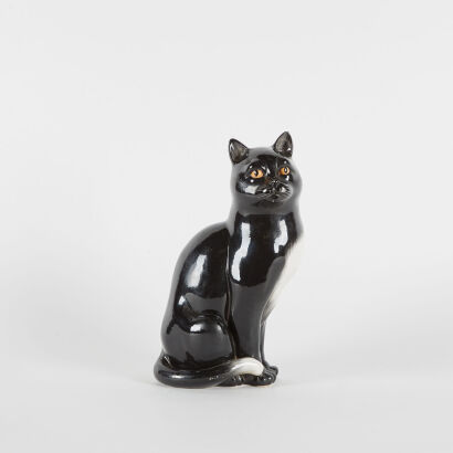 A Mid-Century Italian Ceramic Black Cat