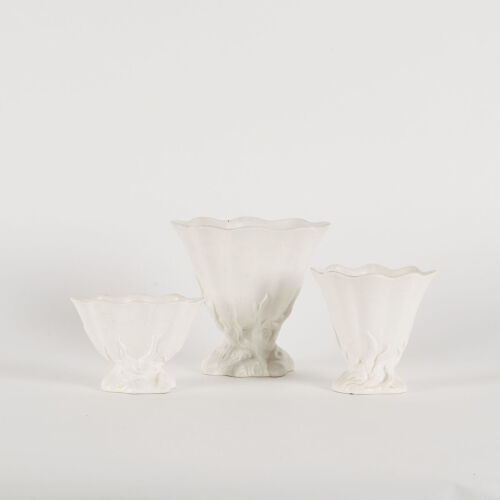 A Trio Of Crown Lynn Fan Shaped Slip Cast Vases