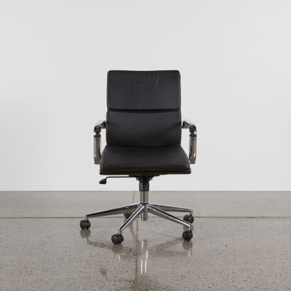 A Black & Chrome Eames Style Office Chair