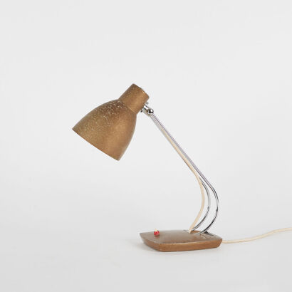 A Vintage Gold Hammerite And Chrome Desk Lamp