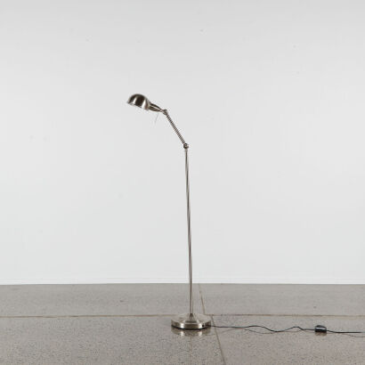 A Brushed Stainless Steel Industrial Floor Lamp