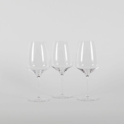 A Set Of Three Royal Doulton Crystal Red Wine Glasses