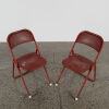 A Pair Of Rustic Red American Folding Metal Chairs - 2