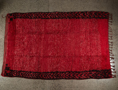 A Moroccan Vintage Ben M‚Äôrirt Red And Black Rug