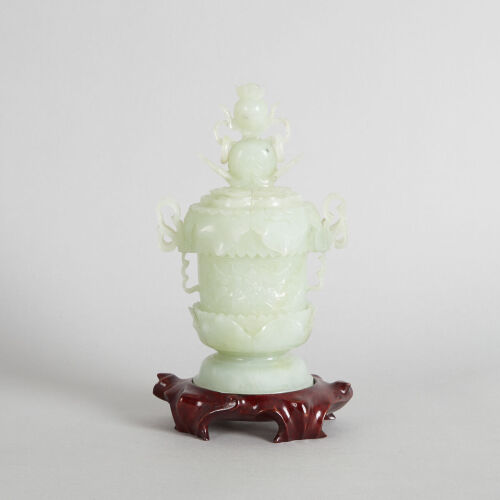 A 20th Century White Jade Carved 'Lotus' Incense Burner