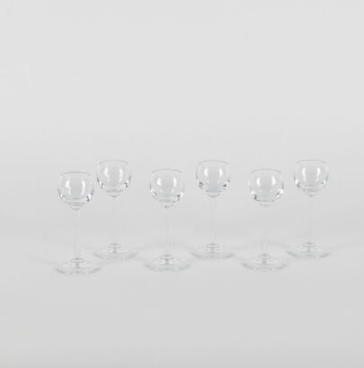 A Set Of Six Stemmed Liqueur Glasses