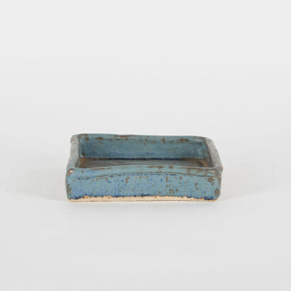 A Blue Glazed Slab Pottery Square Vessel