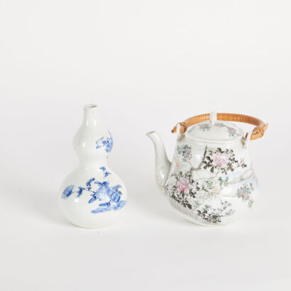 A Japanese 20th Century Seto Teapot & A 19th Century Vase