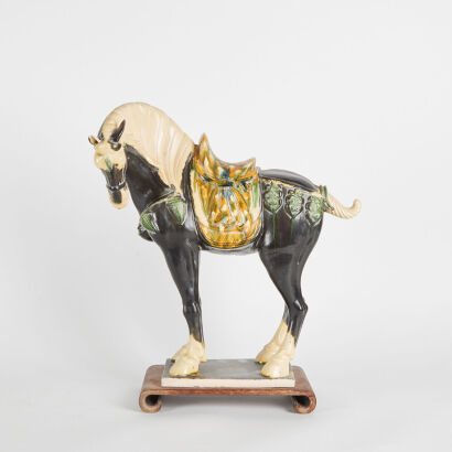 A Chinese Sancai-Glazed Pottery Figure of Horse