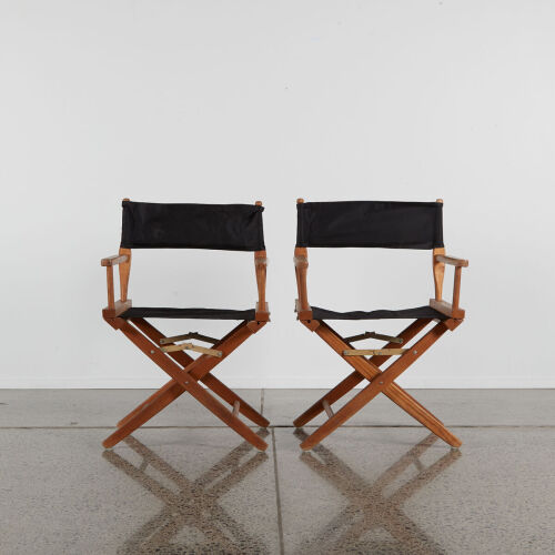 A Pair Of Director Chairs in Solid Wood