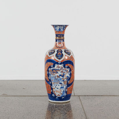 A Large Chinese Blue and White and Iron-Red 'Landcape' Vase