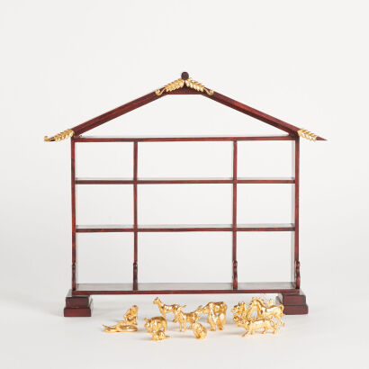 A Group of Chinese Gilt Figures of the Chinese Zodiac (with original stand)