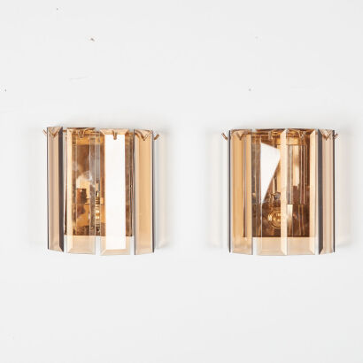 A Pair of Italian Smoked Glass Sconces