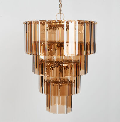 An Italian Four-Tiered Smoked Glass Chandelier