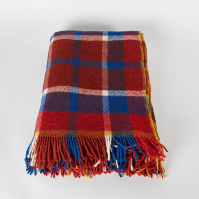 A Large Vintage New Zealand Plaid Wool Blanket