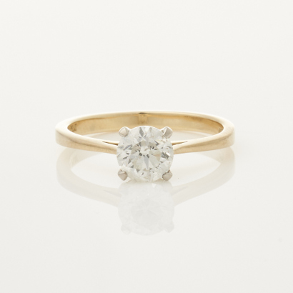 18ct Yellow Gold and Platinum, 1.10ct Diamond Solitaire Ring