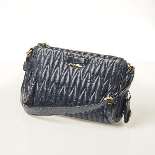 Miu Miu Blue Quilted Leather Bag