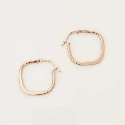 9ct Rose Gold, Squared Profile Hoops