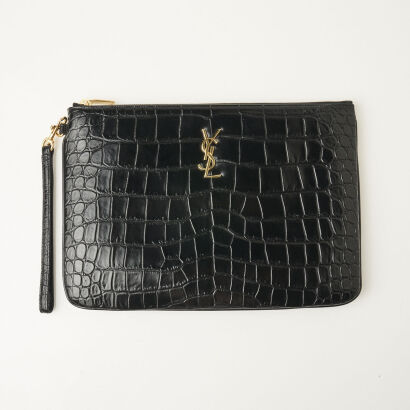 Yves Saint Laurent Cassandre Croc Embossed Clutch