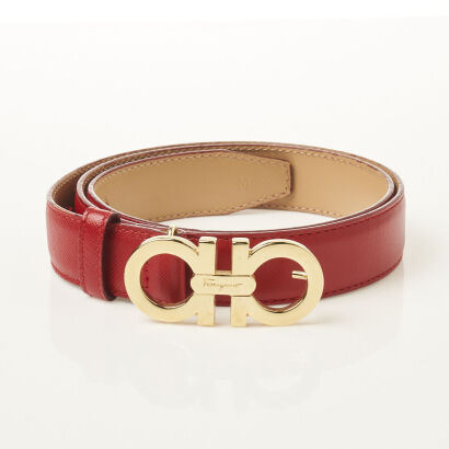 Salvatore Ferragamo Red Gancini Belt