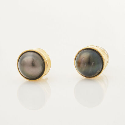 21ct Yellow Gold, South Sea Pearl Earrings