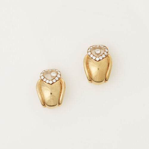 18ct Yellow Gold, Chopard, Happy Diamond Clip-on Earrings
