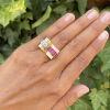 18ct Yellow Gold, Retro, Synthetic Ruby and Diamond Ring - 4