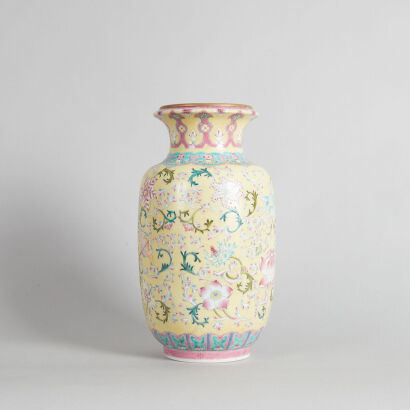 A Chinese Late Republic Period Famille Rose Sgraffiato ‘Floral’ Vase