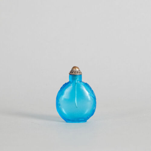 A Chinese Blue-Glazed Glass Snuff Bottle