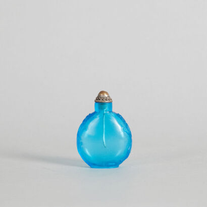 A Chinese Blue-Glazed Glass Snuff Bottle