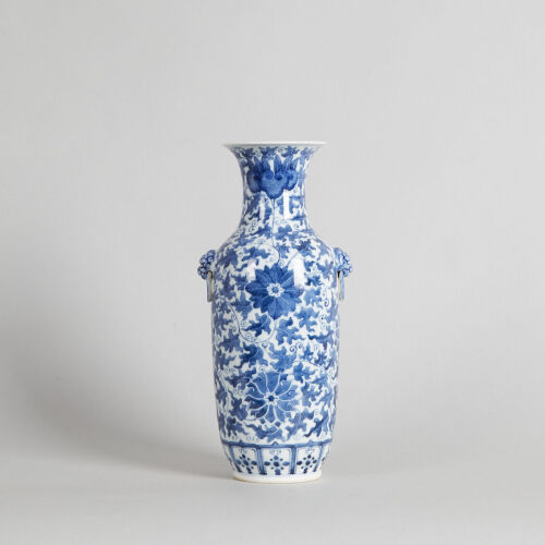 A Chinese 19th Century Blue and White Two-Handled Vase(Kangxi Nian Zhi Mark)