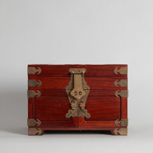 A Small Chinese 20th Century Rosewood Jewelry Case