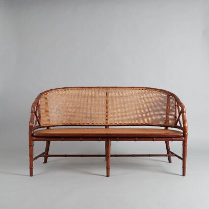 A Chinese Huali Wood Rattan Armchair