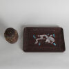 A Carved Chinese Rosewood Mother-of-Pearl Inlaid 'Dragon' Tea Tray & A Lidded Jar