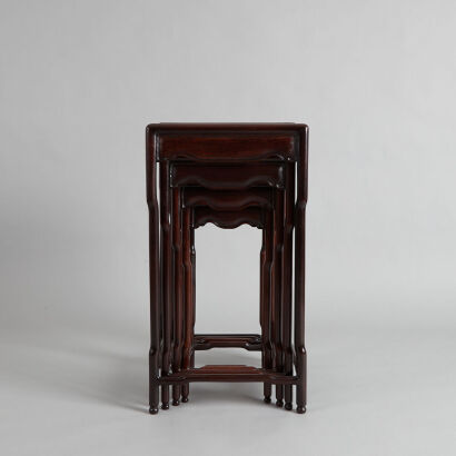 A Set of Four Chinese Fine Carved Nesting Tables