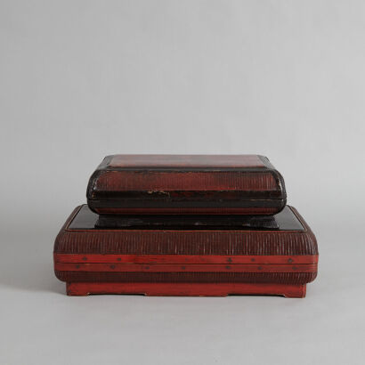 Two Chinese 18th Century to 19th Century Bamboo Weaving Rectangular Boxes