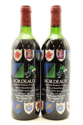 (2) 1991 A. de Luze Bordeaux Red Wine, Rugby World Cup 1991 Special Edition, Bordeaux (UMS)