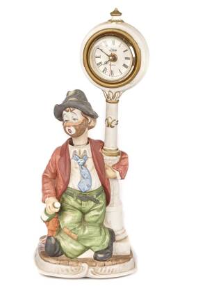 A Waco Japanese Painted Melody Porcelain Musical Clown Clock