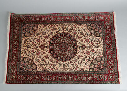 A Chinese Mid 20th Century Silk Carpet decorated with floral pattern