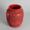 A Carved Chinese Red-Glazed 'Landscape' Two-Handled Planter - 3