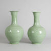 A Pair of Carved Chinese Celadon-Glazed 'Dragon' Vases