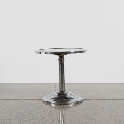 A Mirrored Topped Chrome Art Deco Side Table