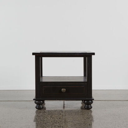 A Black Wooden Square End Table