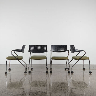 A Set of Four Vitra Visarol Stacking Chairs Designed By Antonio Citterio