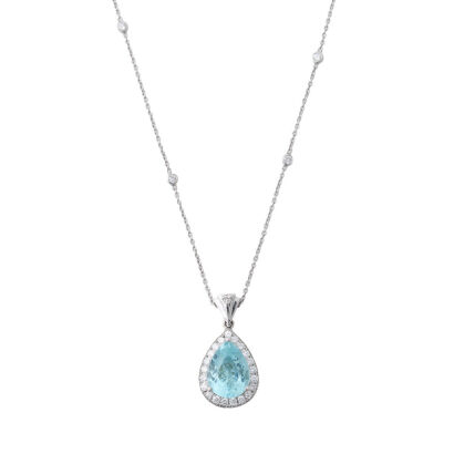 18ct White Gold, 2.65ct Paraiba Type Colour Tourmaline Necklace