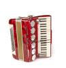 A Mottled Red Plastic Tientan Piano Accordion